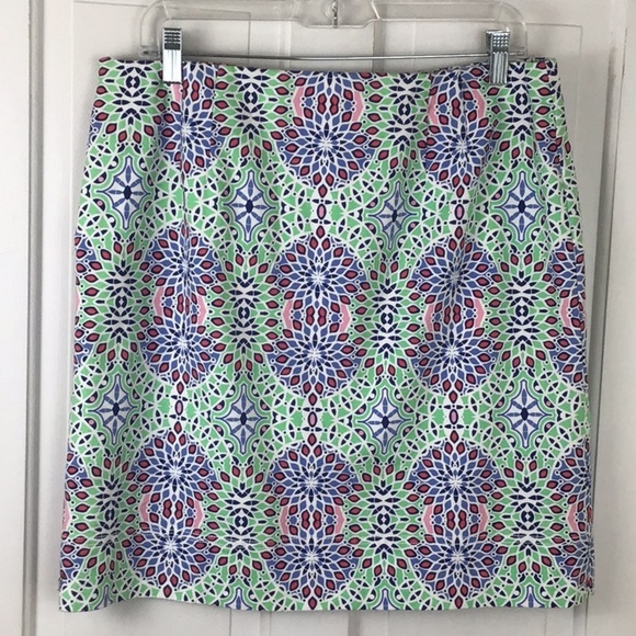 Talbots Petites Medallion Skirt 12P Colorful Cotton Spring Summer - Picture 3 of 5